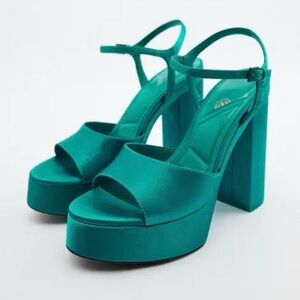 Zara Teal Platform Heels